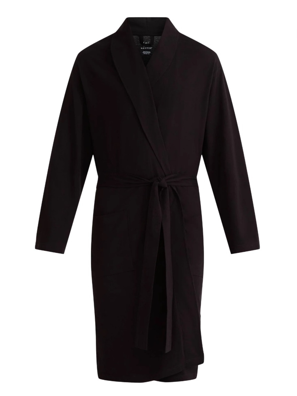Men’s Cotton Black lounge Robe with Tie Belt - George